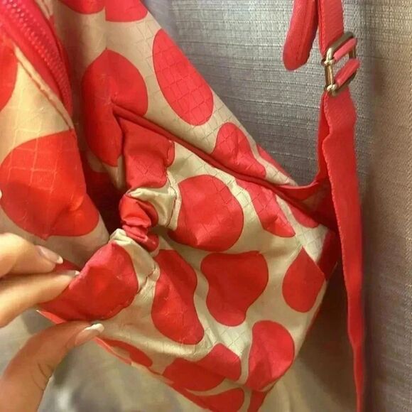 Thirty-One Mod Coral Polka Dot backpack Monogram M - Picture 4 of 10
